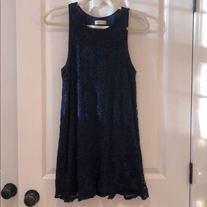 Sleeveless Dress Navy Blue Lace Short Sundress